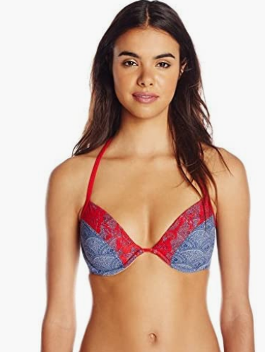 Sun Kitten Women's Blue Jean Beauty Queen Underwire Bikini Top