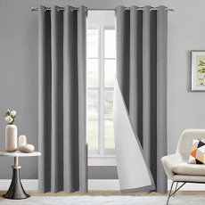 Dark Grey Blackout Curtains 102 inches Long 2 Panel Set, Linen Texture Pattern Blackout Curtains for Bedroom , Grommet T