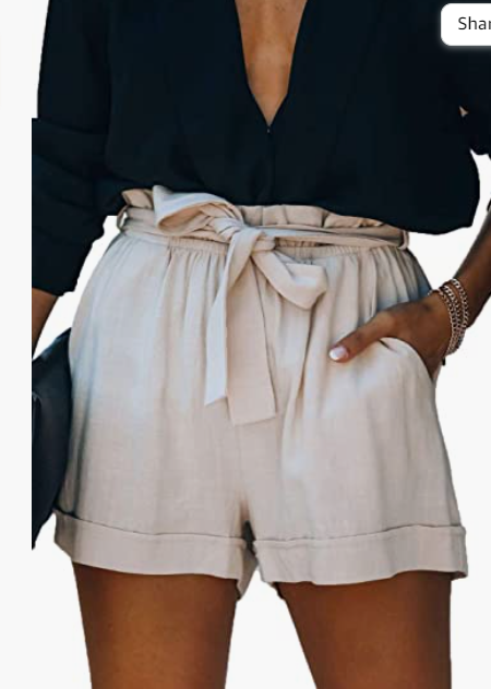 Womens Cotton Linen Shorts Soft Elastic Waist Summer Casual Short Pants