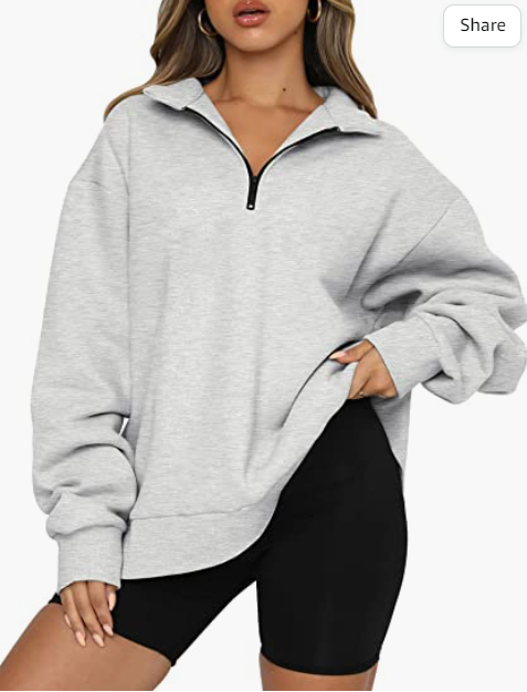 Womens Oversized Half Zip Pullover Long Sleeve Sweatshirt Quarter Zip Hoodie Sweater