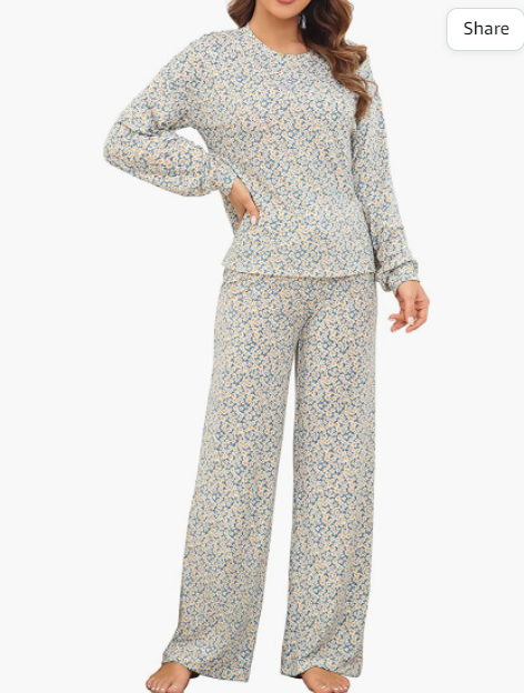 Women's Pajama set Long sleeve soft Sleepwear Nightwear Loungewear PJ sets with Pocket