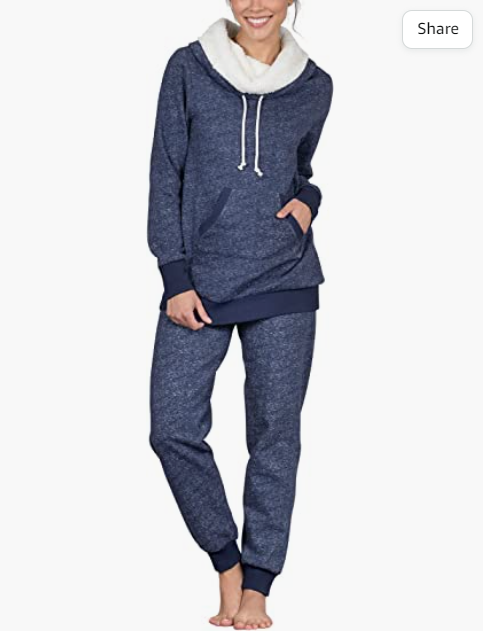 Womens Pajama Sets - Winter Pajamas For Women, Shearling Rollneck