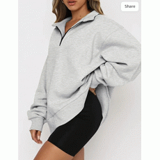 Womens Oversized Half Zip Pullover Long Sleeve Sweatshirt Quarter Zip Hoodie Sweater