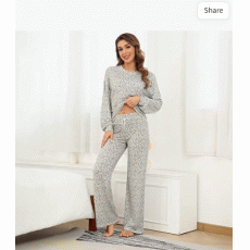 Women's Pajama set Long sleeve soft Sleepwear Nightwear Loungewear PJ sets with Pocket