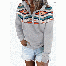 Women's Color Block Hoodies Tops Long Sleeve Casual 