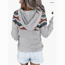 Women's Color Block Hoodies Tops Long Sleeve Casual 