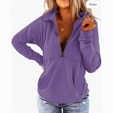 Women's Long Sleeve Sweatshirt Solid Stylish 