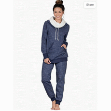 Womens Pajama Sets - Winter Pajamas For Women, Shearling Rollneck