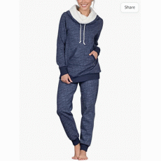 Womens Pajama Sets - Winter Pajamas For Women, Shearling Rollneck