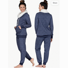 Womens Pajama Sets - Winter Pajamas For Women, Shearling Rollneck